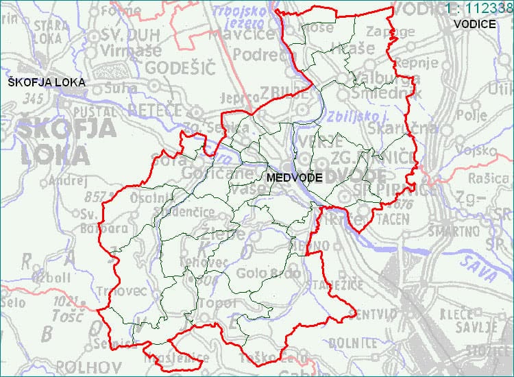 Zemljevid občine Medvode